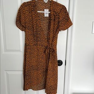 JCrew Brown Animal Print Midi Dress